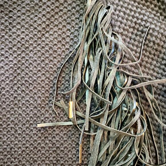 Chicos Black Knit Fringe Leather Cardigan Jacket Womens Small - Picture 5 of 16